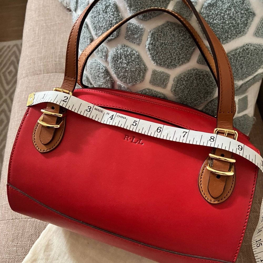 Lauren Ralph Lauren Red and Tan Satchel - Picture 7 of 14